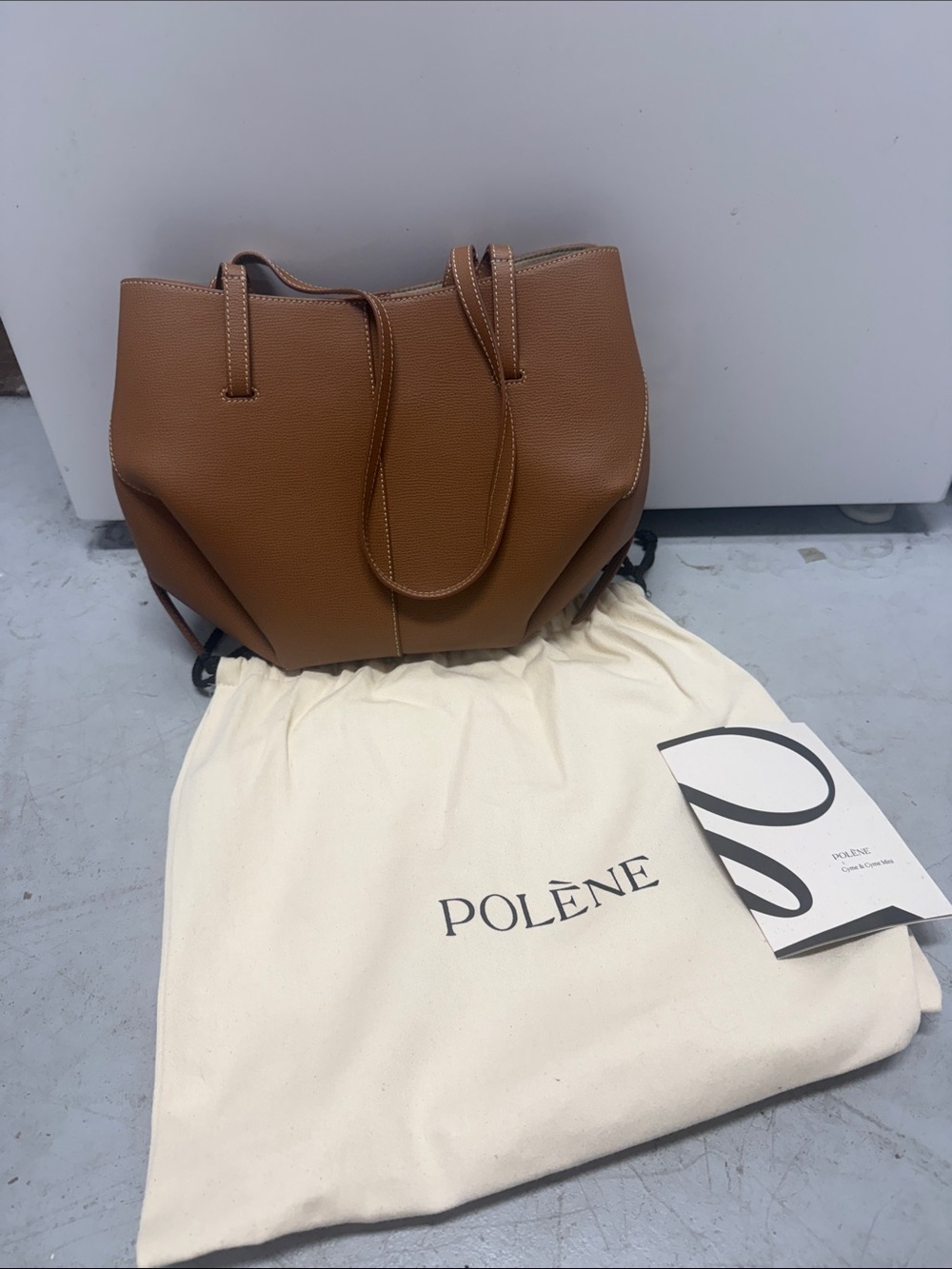 POLENE BRAND NEW - Authentic - Brown Leather Tote Bag - Everyday Carry MINI